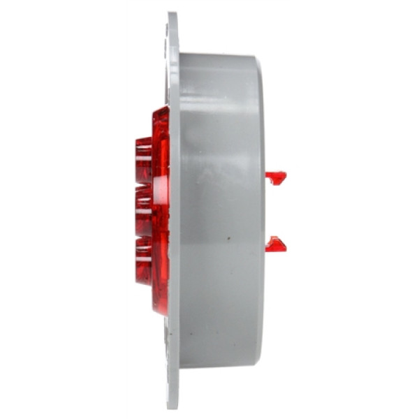 Image of 10 Series, LED, Red Round, 8 Diode, Low Profile, M/C Light, PC, Gray Flange, 12V from Trucklite. Part number: 10389R