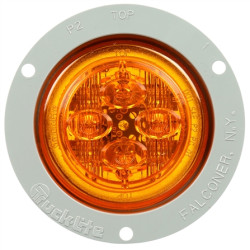 Image of 10 Series, LED, Yellow Round, 8 Diode, Low Profile, M/C Light, PC, Gray Flush Mount, 12V from Trucklite. Part number: 10389Y