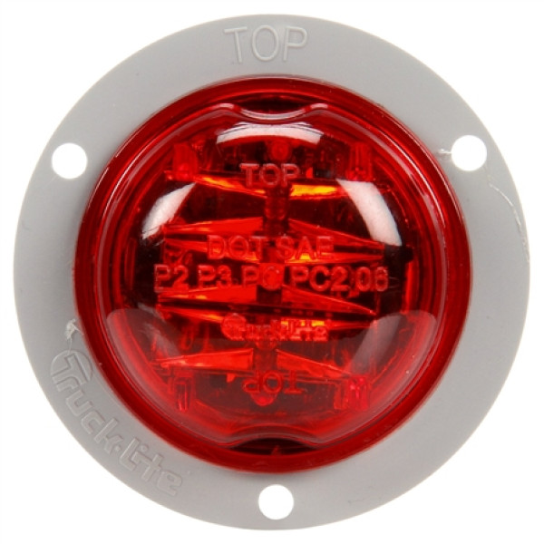 Image of 30 Series, LED, Red Round, 8 Diode, High Profile, M/C Light, PC, Gray Flange, 12V from Trucklite. Part number: 30279R