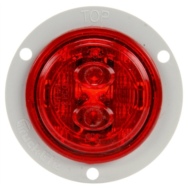 Image of 30 Series, LED, Red Round, 6 Diode, Low Profile, M/C Light, PC, Gray Flange, 12V from Trucklite. Part number: 30289R