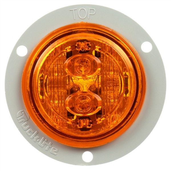 Image of 30 Series, LED, Yellow Round, 6 Diode, Low Profile, M/C Light, PC, Gray Flange, 12V from Trucklite. Part number: 30289Y