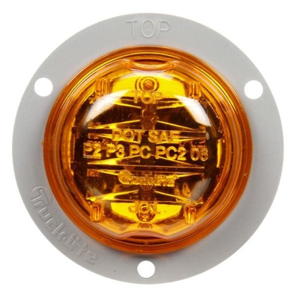 Image of 30 Series, LED, Yellow Round, 8 Diode, High Profile, M/C Light, PC, Gray Flange, 12V from Trucklite. Part number: 30379Y