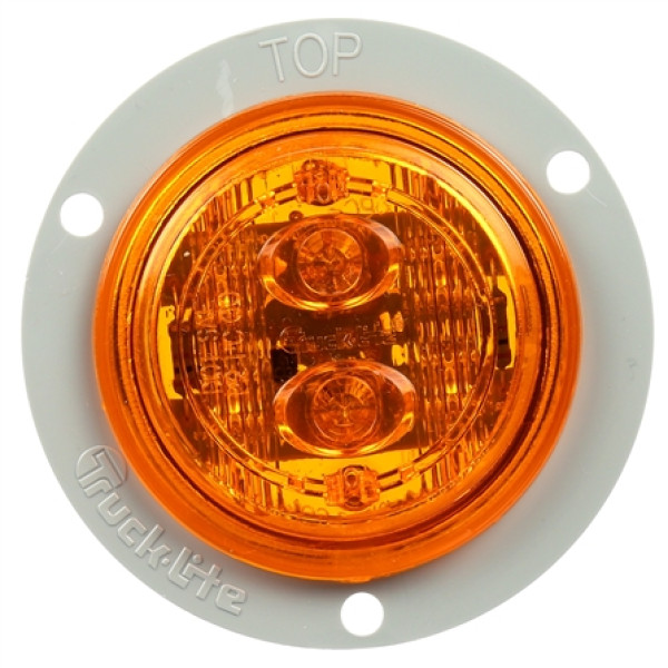 Image of 30 Series, LED, Yellow Round, 6 Diode, Low Profile, M/C Light, PC, Gray Flange, 12V from Trucklite. Part number: 30386Y