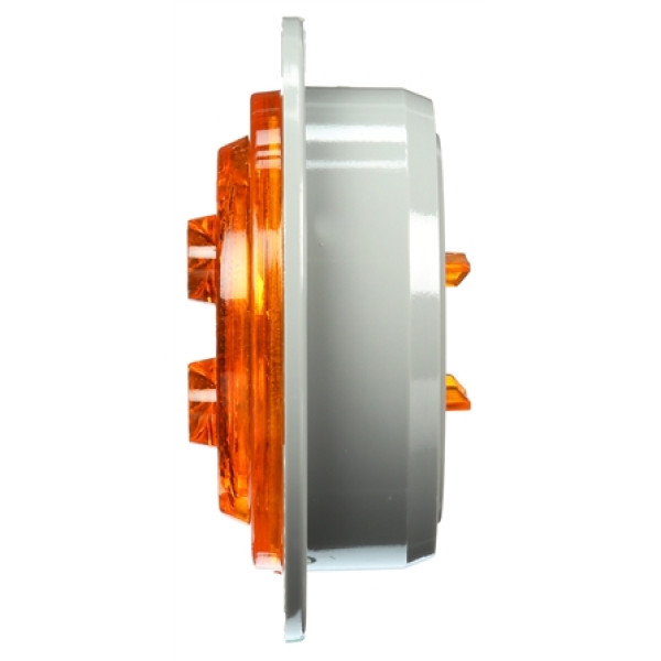 Image of 30 Series, LED, Yellow Round, 6 Diode, Low Profile, M/C Light, PC, Gray Flange, 12V from Trucklite. Part number: 30386Y