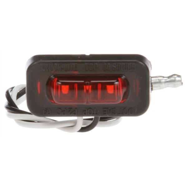 Image of 36 Series, LED, Red Rectangular, 3 Diode, Flex-Lite Side Exit, M/C Light, PC, Adhesive, 12V from Trucklite. Part number: 36105R