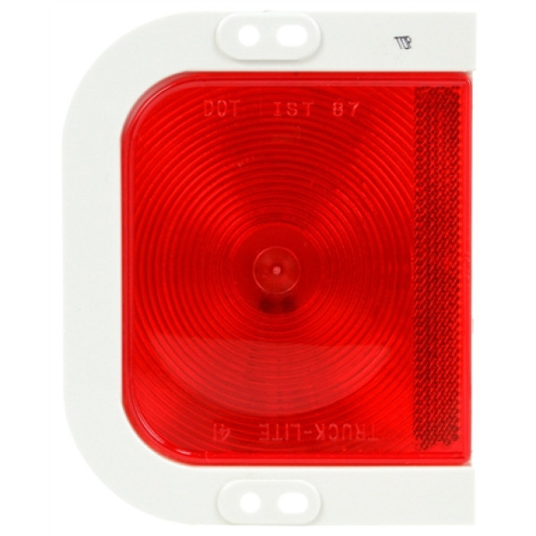 Image of 41 Series, Right Hand Side, Incan., Red, Rectangular, 1 Bulb, S/T/T, White Flange, PL-3, 12V from Trucklite. Part number: 41203R