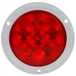 Image of Super 44, LED, Red, Round, 6 Diode, S/T/T, Gray Flange, Fit 'N Forget S.S., 12V from Trucklite. Part number: 44322R