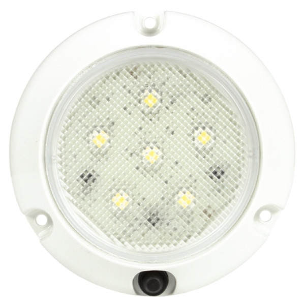 Image of Super 44, LED, 6 Diode, Clear, Round, Dome Light, White Flange, 12V from Trucklite. Part number: 44438C