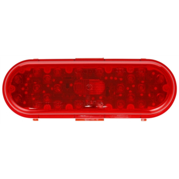 Image of 60 Series, LED, Red, Oval, 26 Diode, S/T/T, Black Grommet, Fit 'N Forget S.S., Straight PL-3 Female, 12V, Kit from Trucklite. Part number: 60050R