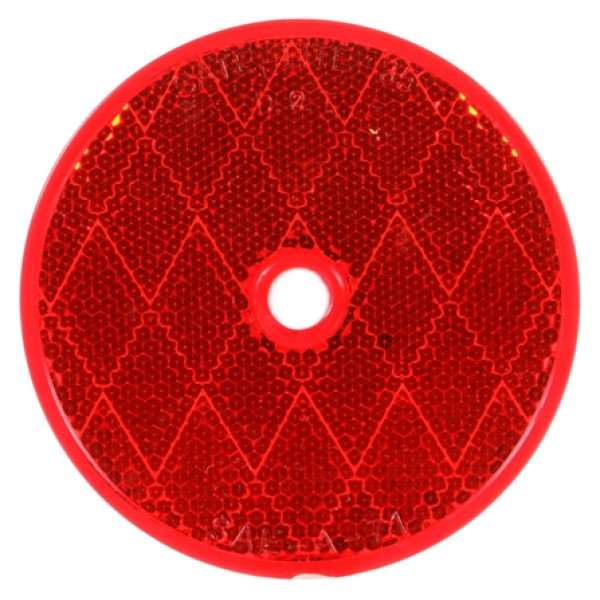 Image of 3" Round, Red, Reflector, 1 Screw/Nail/Rivet from Trucklite. Part number: 98006R