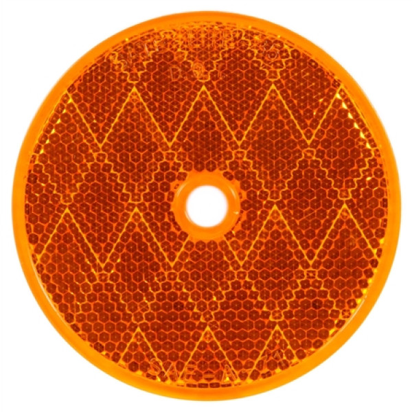 Image of 3" Round, Yellow, Reflector, 1 Screw/Nail/Rivet from Trucklite. Part number: 98006Y